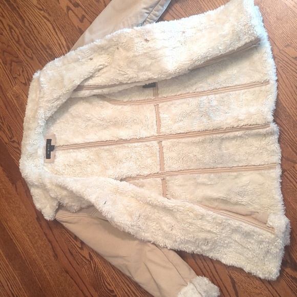 Vtg suede Sherpa lined Penny Lane cream coat by Static sz S/M - Picture 9 of 12